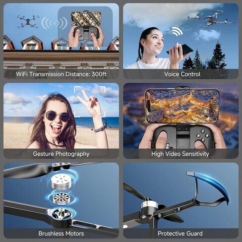 Drones with Camera for Adults 4K, Beginner RC Drone with Anti-Lost Alarm | 2 Batteries 1500mAh, 130° Lens, WiFi FPV, Voice & Gesture Control, Propeller Guards, Foldable Design, Gift for Beginners in Saudi Arabia