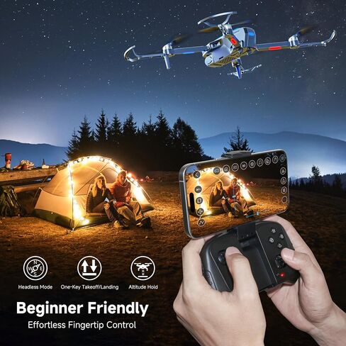 Drones with Camera for Adults 4K, Beginner RC Drone with Anti-Lost Alarm | 2 Batteries 1500mAh, 130° Lens, WiFi FPV, Voice & Gesture Control, Propeller Guards, Foldable Design, Gift for Beginners in Saudi Arabia