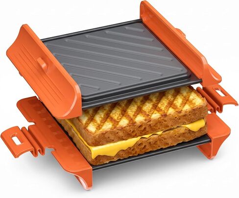 MACONEE Microwave Sandwich Maker & Panini Press, Grilled Cheese Crisper | Microwaveable Golden toasted outside, nonstick heating plates, fast heating for quick breakfasts, dishwasher safe in Saudi Arabia