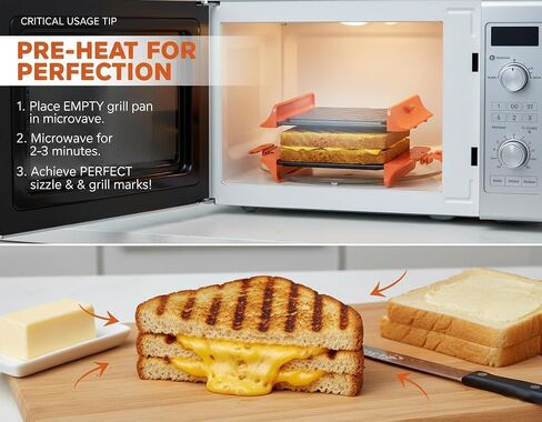 MACONEE Microwave Sandwich Maker & Panini Press, Grilled Cheese Crisper | Microwaveable Golden toasted outside, nonstick heating plates, fast heating for quick breakfasts, dishwasher safe in Saudi Arabia