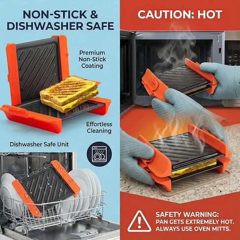 MACONEE Microwave Sandwich Maker & Panini Press, Grilled Cheese Crisper | Microwaveable Golden toasted outside, nonstick heating plates, fast heating for quick breakfasts, dishwasher safe in Saudi Arabia