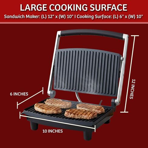 Panini Press Gourmet Grilled Cheese and Sandwich Maker - Electric Indoor Grill with Drip Tray for Healthy Cooking Options (Silver) in Saudi Arabia