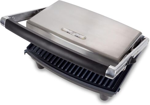 Panini Press Gourmet Grilled Cheese and Sandwich Maker - Electric Indoor Grill with Drip Tray for Healthy Cooking Options (Silver) in Saudi Arabia