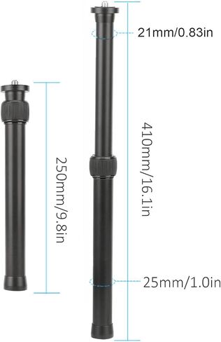 Fabater Tripod Extension Tube, Aluminum Alloy 2 Section Adjustable Tripod Extender, Aluminum Alloy Center Column Extender with 1/4in and 3/8in Screw Compatibility for Photography in Saudi Arabia