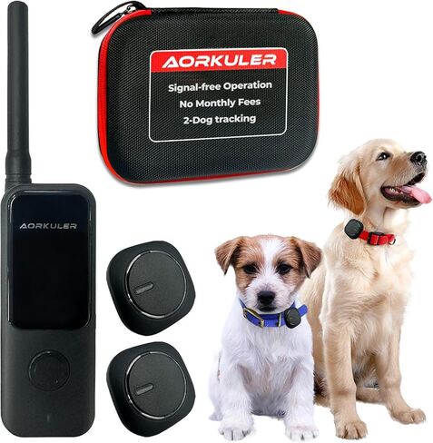 2-Pack Outdoor GPS Dog Tracker for Two Dogs – Real-Time Tracking, No Phone or Signal Needed, Perfect for Hiking, Camping, Farms, and Large Open Spaces, No Subscription Fees in Saudi Arabia