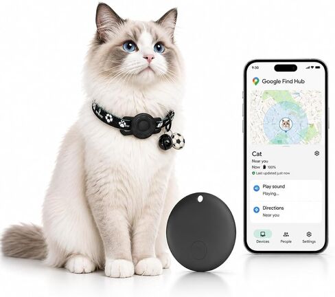 GPS Collar for Cats (Android Only) Pet Tracker, Soccer Style Smart Tag Compatible with Google Find My, Waterproof No Monthly Fee Cat Tracking Collar, Game Day Football Design for Pet Safety in Saudi Arabia