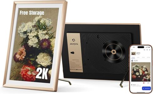 ARZOPA 2K Digital Picture Frame 14 Inch Free Cloud Storage No Subscription | QHD Anti-Glare Touchscreen Metal Frame Load Photos Videos from Phone Ideal for Gifting - D14Pro Champagne Gold in Saudi Arabia