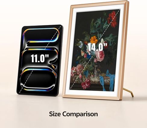 ARZOPA 2K Digital Picture Frame 14 Inch Free Cloud Storage No Subscription | QHD Anti-Glare Touchscreen Metal Frame Load Photos Videos from Phone Ideal for Gifting - D14Pro Champagne Gold in Saudi Arabia