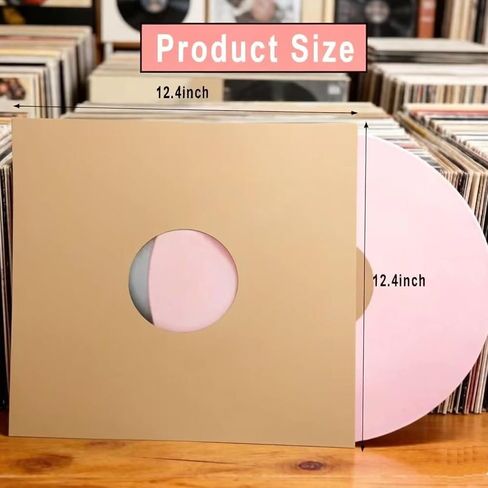 10 PCS 12" Vinyl Record Sleeves – 350GSM Blank Album Jackets with Center Hole, Anti-Static Protective Covers for 12-Inch Records Storage & Display (Kraft) in Kuwait