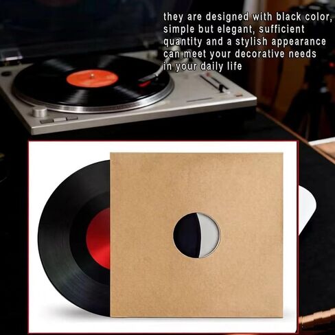 10 PCS 12" Vinyl Record Sleeves – 350GSM Blank Album Jackets with Center Hole, Anti-Static Protective Covers for 12-Inch Records Storage & Display (Kraft) in Kuwait