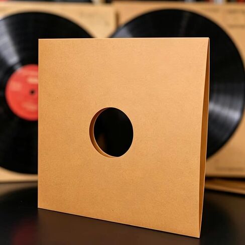 10 PCS 12" Vinyl Record Sleeves – 350GSM Blank Album Jackets with Center Hole, Anti-Static Protective Covers for 12-Inch Records Storage & Display (Kraft) in Kuwait