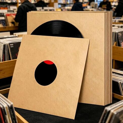 10 PCS 12" Vinyl Record Sleeves – 350GSM Blank Album Jackets with Center Hole, Anti-Static Protective Covers for 12-Inch Records Storage & Display (Kraft) in Kuwait