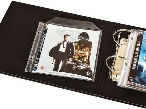Tarifold Blu-Ray Storage Bundle, 50 Binder Sleeves, 2 Binders, 2-Ring Holes | Holds Blu-ray Disc, Booklet and Cover Art, Secure Flap, 25 Sleeves per Binder, Polypropylene, Saves up to 70% Storage Space in Saudi Arabia