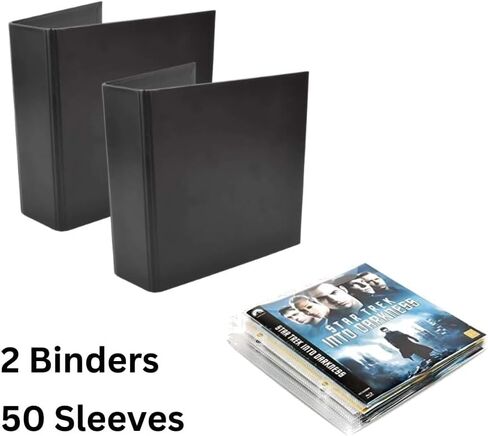 Tarifold Blu-Ray Storage Bundle, 50 Binder Sleeves, 2 Binders, 2-Ring Holes | Holds Blu-ray Disc, Booklet and Cover Art, Secure Flap, 25 Sleeves per Binder, Polypropylene, Saves up to 70% Storage Space in Saudi Arabia