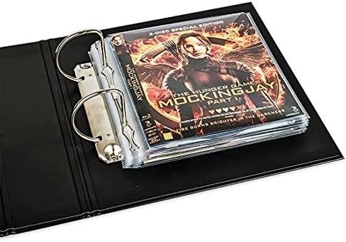 Tarifold Blu-Ray Storage Bundle, 50 Binder Sleeves, 2 Binders, 2-Ring Holes | Holds Blu-ray Disc, Booklet and Cover Art, Secure Flap, 25 Sleeves per Binder, Polypropylene, Saves up to 70% Storage Space in Saudi Arabia