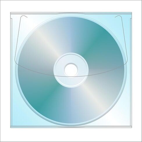Adhesive CD | DVD Sleeve, 5.25" x 5" - Peel and Stick - Full Adhesive Back (50 Pieces) in Saudi Arabia