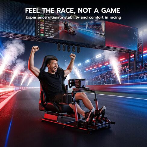 قمرة قيادة سباق ARES WING Sim مع مقعد - حامل قمرة القيادة العالمي | متوافق مع Fanatec وThrustmaster وLogitech وMoza لأجهزة PS5 وPS4 وXbox والكمبيوتر الشخصي، غير متضمن العجلة والدواسات والمحول in Kuwait
