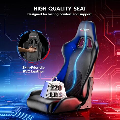 قمرة قيادة سباق ARES WING Sim مع مقعد - حامل قمرة القيادة العالمي | متوافق مع Fanatec وThrustmaster وLogitech وMoza لأجهزة PS5 وPS4 وXbox والكمبيوتر الشخصي، غير متضمن العجلة والدواسات والمحول in Kuwait