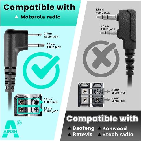 Walkie Talkie earpiece with Mic for M0torola Radio (Pack of 2) | 2 Pin Headset Compatible with GP300 CP200 CLS1110 RDU4100 RMU2040 RMU2080D HKLN4604 HKLN4599 in Saudi Arabia