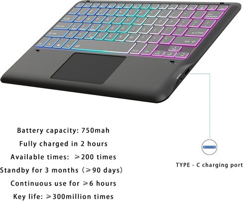 for Samsung Galaxy Tab S9 FE+/ S9+ /S10+ 12.4 inch Case with Keyboard : DIY 3-Zone 7-Color Backlit Detachable Smart Tablet Keyboard Cover with Touchpad - Tab S9 FE Plus / S9 Plus 12.4" Keyboard Case in Saudi Arabia