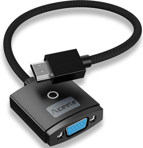1080P@60Hz HDMI to VGA Adapter, Gold-Plated Adapter HDMI Male to VGA Female | 1080P Resolution, Nylon Braided Cable, Plug & Play, Mirror & Extension Modes, for Laptop/PC/Xbox to Monitor/Projector/HDTV/TV in Saudi Arabia