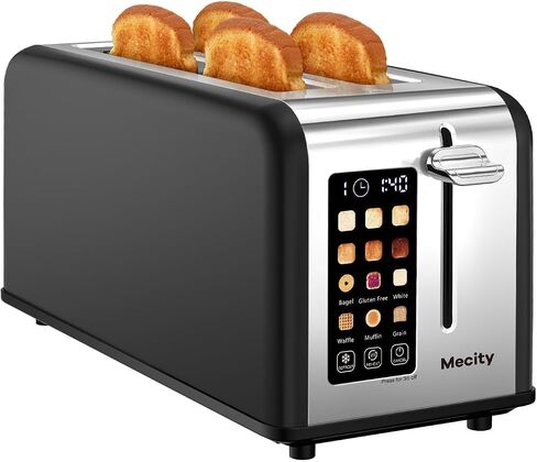 Mecity Touchscreen Toaster, 2 Long Slots for 4 Slices, Digital Bread & Browning Control, Stainless Steel Slim Toaster with Bagel, Gluten-Free, Defrost & Reheat, 120V, 1400W in Saudi Arabia