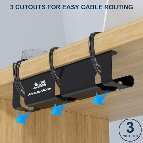 Qiyuan Under Desk Cable Management Tray, 2-Pack No-Drill 16" Cord Organizer | for Standing Desk or Table, Power Strip Holder, Cable Hider, Holds 15lbs, Clamp & Adhesive Mount, Indoor Outdoor, Aluminum in Saudi Arabia