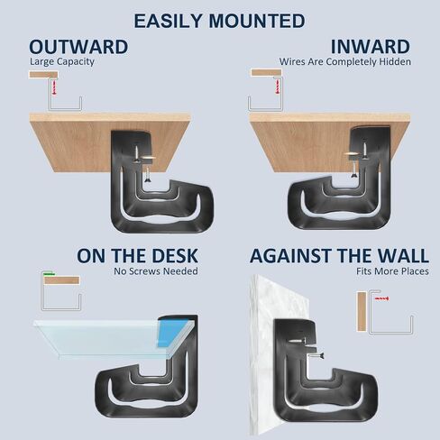 Qiyuan Under Desk Cable Management Tray, 2-Pack No-Drill 16" Cord Organizer | for Standing Desk or Table, Power Strip Holder, Cable Hider, Holds 15lbs, Clamp & Adhesive Mount, Indoor Outdoor, Aluminum in Saudi Arabia