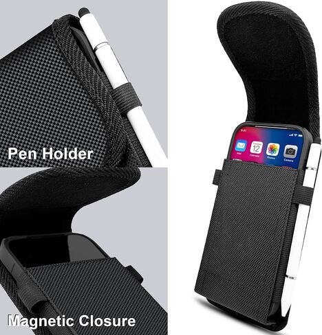 PiTau Holster for Samsung Galaxy S26 S25 S24 S23 S22 S21 S20 S10 S9 S8 A10e A01 Note 10 Cell Phone Belt Holder Case with Belt Clip Loop Nylon Carrying Pouch Cover (Fits Protective Case on) Black in Saudi Arabia