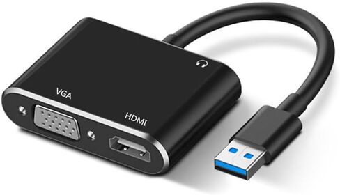 USB A 3.0 to HDMI Adapter for Windows 4K@30hz, HDMI & VGA Splitter Hub for 2 Monitors 1080P Large Screen Display for Multi-Display Video Windows Computer, Desktop, Laptop, PC, Monitor, Projector, HDTV in Saudi Arabia
