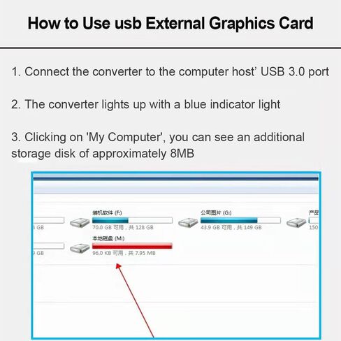 USB A 3.0 to HDMI Adapter for Windows 4K@30hz, HDMI & VGA Splitter Hub for 2 Monitors 1080P Large Screen Display for Multi-Display Video Windows Computer, Desktop, Laptop, PC, Monitor, Projector, HDTV in Saudi Arabia