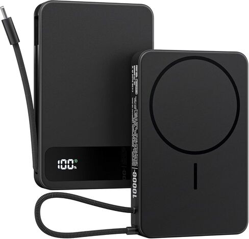 Magnetic Power Bank, 10,000mAh Wireless Portable Charger for Mag-Safe 15W Fast Charging, Battery Pack with USB-C Cable 20W in/Out for iPhone 17e/Air/17/16/15/14/13/12/Plus/Pro/Pro Max, AirPods & More in Kuwait
