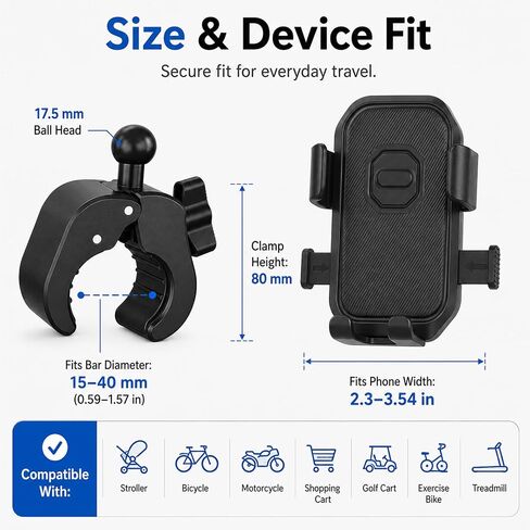 Stroller Phone Holder,Stroller Phone Mount,Bike Phone Holder,Phone Holder For Stroller,Shopping Cart Phone Holder,360-Degree Adjustable Rotation,Non-Slip Silicone,For Iphone 12-17 Series Phones in Saudi Arabia