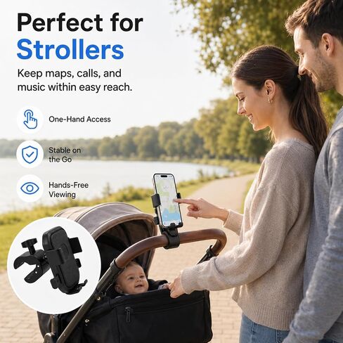 Stroller Phone Holder,Stroller Phone Mount,Bike Phone Holder,Phone Holder For Stroller,Shopping Cart Phone Holder,360-Degree Adjustable Rotation,Non-Slip Silicone,For Iphone 12-17 Series Phones in Saudi Arabia