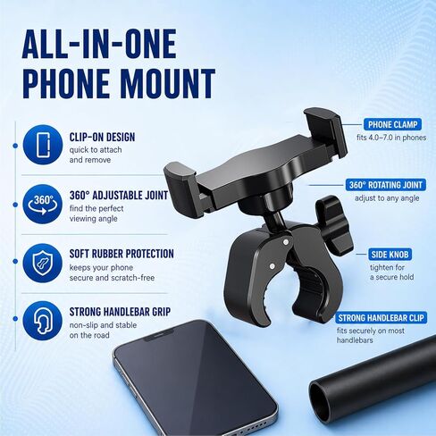 Stroller Phone Holder,Shopping Cart Phone Holder,Phone Holder for Stroller,Stroller Phone Mount,for Golf Push Cart,Golf Push for 4.7" to 6.8" Smartphones in Saudi Arabia