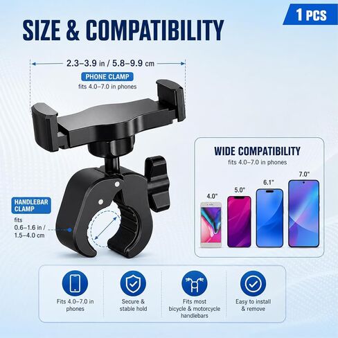 Stroller Phone Holder,Shopping Cart Phone Holder,Phone Holder for Stroller,Stroller Phone Mount,for Golf Push Cart,Golf Push for 4.7" to 6.8" Smartphones in Saudi Arabia