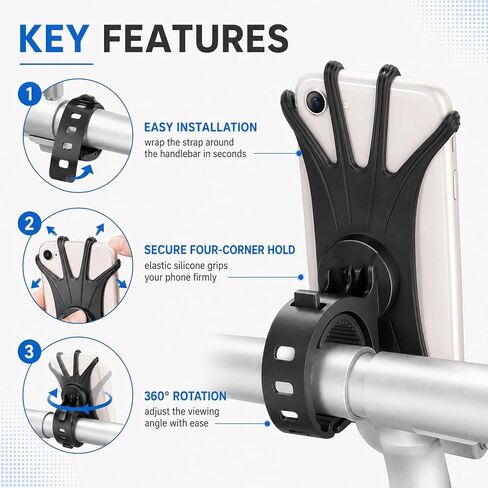 Bike phone mount,bike phone holder,phone holder for bike,bicycle phone mount,phone mount for bike,360 rotation silicone holders for iPhone 15/14/13/pro max/pro/mini/12/11, 4.0''~6.7'' cellphones in Saudi Arabia