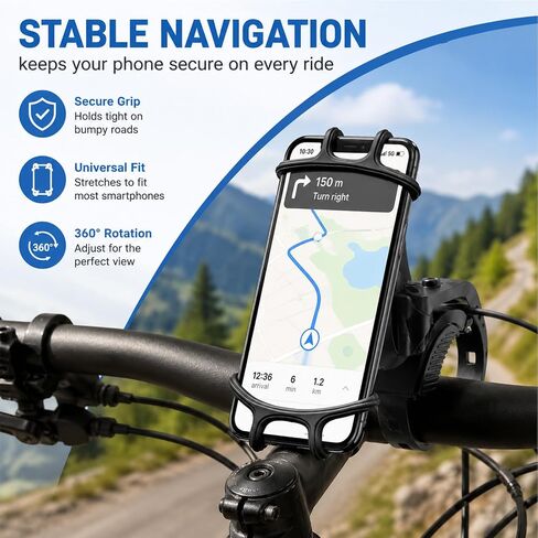 Bike phone mount,bike phone holder,phone holder for bike,bicycle phone mount,phone mount for bike,360 rotation silicone holders for iPhone 15/14/13/pro max/pro/mini/12/11, 4.0''~6.7'' cellphones in Saudi Arabia