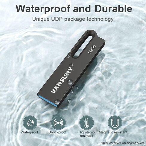 Vansuny 128GB Flash Drive Metal Waterproof USB Drive USB 3.0 Ultra High Speed Memory Stick, Portable Thumb Drive for PC/Tablets/Mac/Laptop in Saudi Arabia