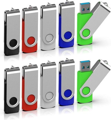 TOPESEL 5 Pack 16GB USB 3.0 Flash Drive Memory Stick Thumb Drives USB Drives with Led Light (5 Mixed Colors: Black Blue Green Red Silver) in Saudi Arabia