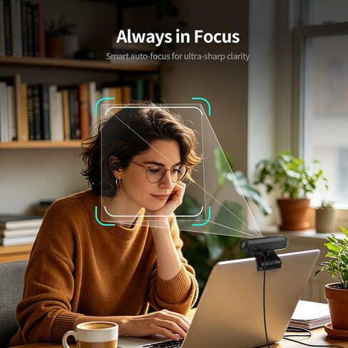 TOALLIN 4K Webcam for PC, Windows Hello Compatible, IR Facial Recognition | Autofocus, Built-in Mic & Privacy Cover, USB Computer Camera for PC Laptop, Streaming, Conferencing & Video Calls in Saudi Arabia
