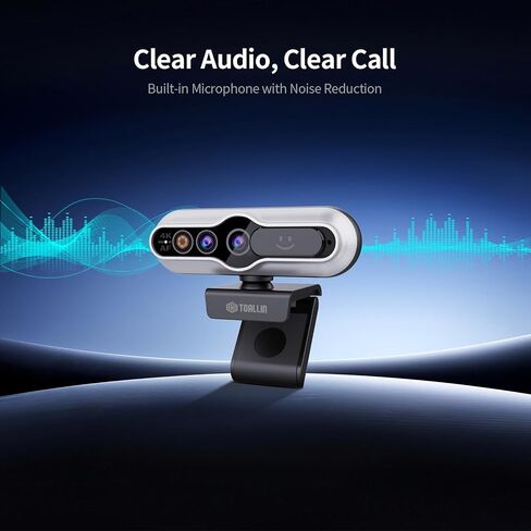 TOALLIN 4K Webcam for PC, Windows Hello Compatible, IR Facial Recognition | Autofocus, Built-in Mic & Privacy Cover, USB Computer Camera for PC Laptop, Streaming, Conferencing & Video Calls in Saudi Arabia