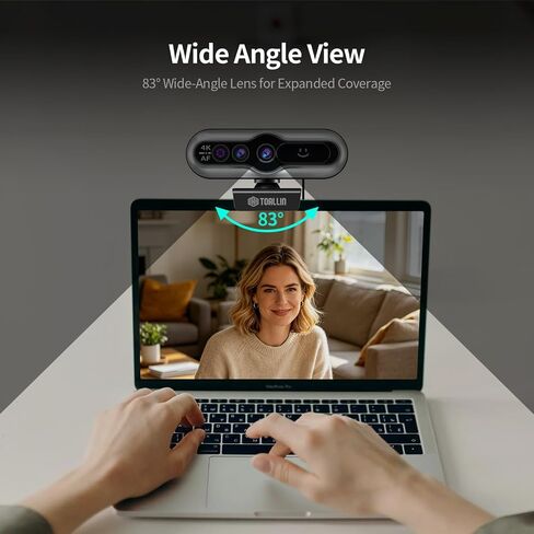 TOALLIN 4K Webcam for PC, Windows Hello Compatible, IR Facial Recognition | Autofocus, Built-in Mic & Privacy Cover, USB Computer Camera for PC Laptop, Streaming, Conferencing & Video Calls in Saudi Arabia
