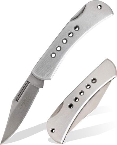 Bear & Son Bear Edge Stainless Steel Lockback Pocket Knife – Slim 2-3/4", Razor Sharp 440 Stainless Steel Clip Point Blade – Lightweight Durable EDC Design with Designer Holes Handle in Saudi Arabia