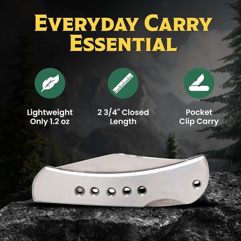 Bear & Son Bear Edge Stainless Steel Lockback Pocket Knife – Slim 2-3/4", Razor Sharp 440 Stainless Steel Clip Point Blade – Lightweight Durable EDC Design with Designer Holes Handle in Saudi Arabia
