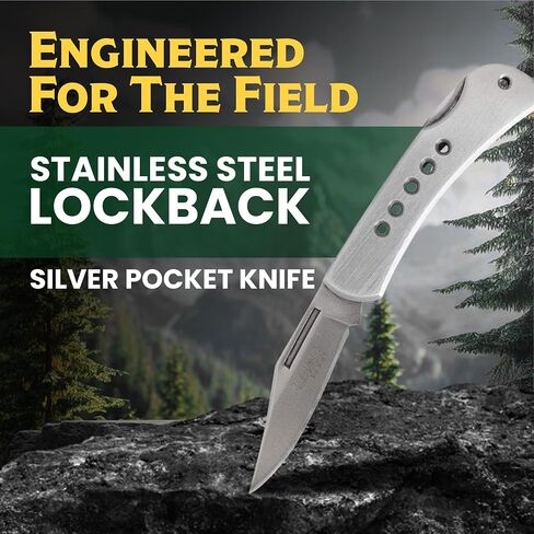 Bear & Son Bear Edge Stainless Steel Lockback Pocket Knife – Slim 2-3/4", Razor Sharp 440 Stainless Steel Clip Point Blade – Lightweight Durable EDC Design with Designer Holes Handle in Saudi Arabia