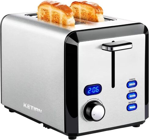 Toaster 2 Slice, Wide Slot Stainless Steel Toaster with 6 Browning Levels, Reheat & Defrost, for Bagel, Toast, Bread, Kitchen Essentials, Removable Crumb Tray (sliver) in Saudi Arabia