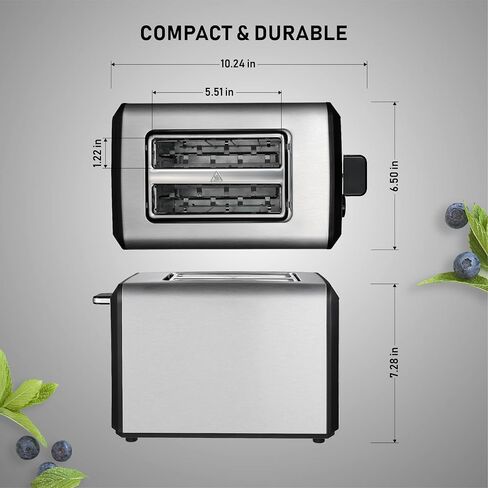 Toaster 2 Slice, Wide Slot Stainless Steel Toaster with 6 Browning Levels, Reheat & Defrost, for Bagel, Toast, Bread, Kitchen Essentials, Removable Crumb Tray (sliver) in Saudi Arabia