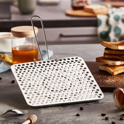 Ibili Foldable Tin Plate Stovetop Bread Toaster – Ideal for Home and Camping Use – for Gas Flames and Campfires – Compact and Portable Design – Made in Spain – 7.8 x 7.8 Inches in Saudi Arabia