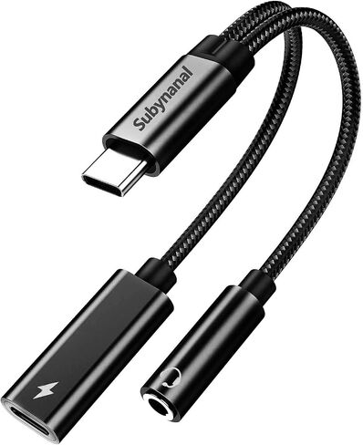 Subynanal USB c to 3.5mm Headphone and Charger Adapter,2 in-1 USB C PD 3.0 Charging Port to Aux Audio Jack and Fast Charging Dongle Cable Cord for iPhone 17 Iphone16, iPhone 15, Galaxy (Gray) in Saudi Arabia